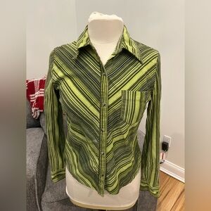 Andrew‎ & Co Vintage Y2K Striped Boho Blouse Velour corduroy Woman’s M